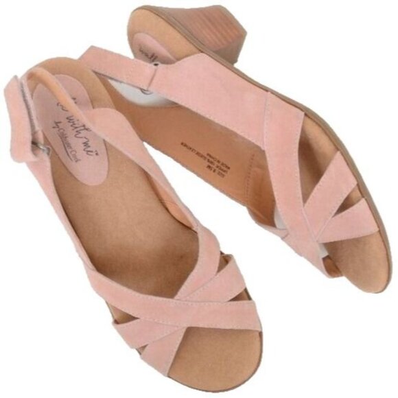 Coldwater Creek Shoes - Coldwater Creek Walk with Me Pink Leather Open Toe Slingback Pump Women's 9.5